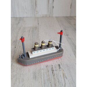 Wooden titanic ship boat ornament Xmas flag